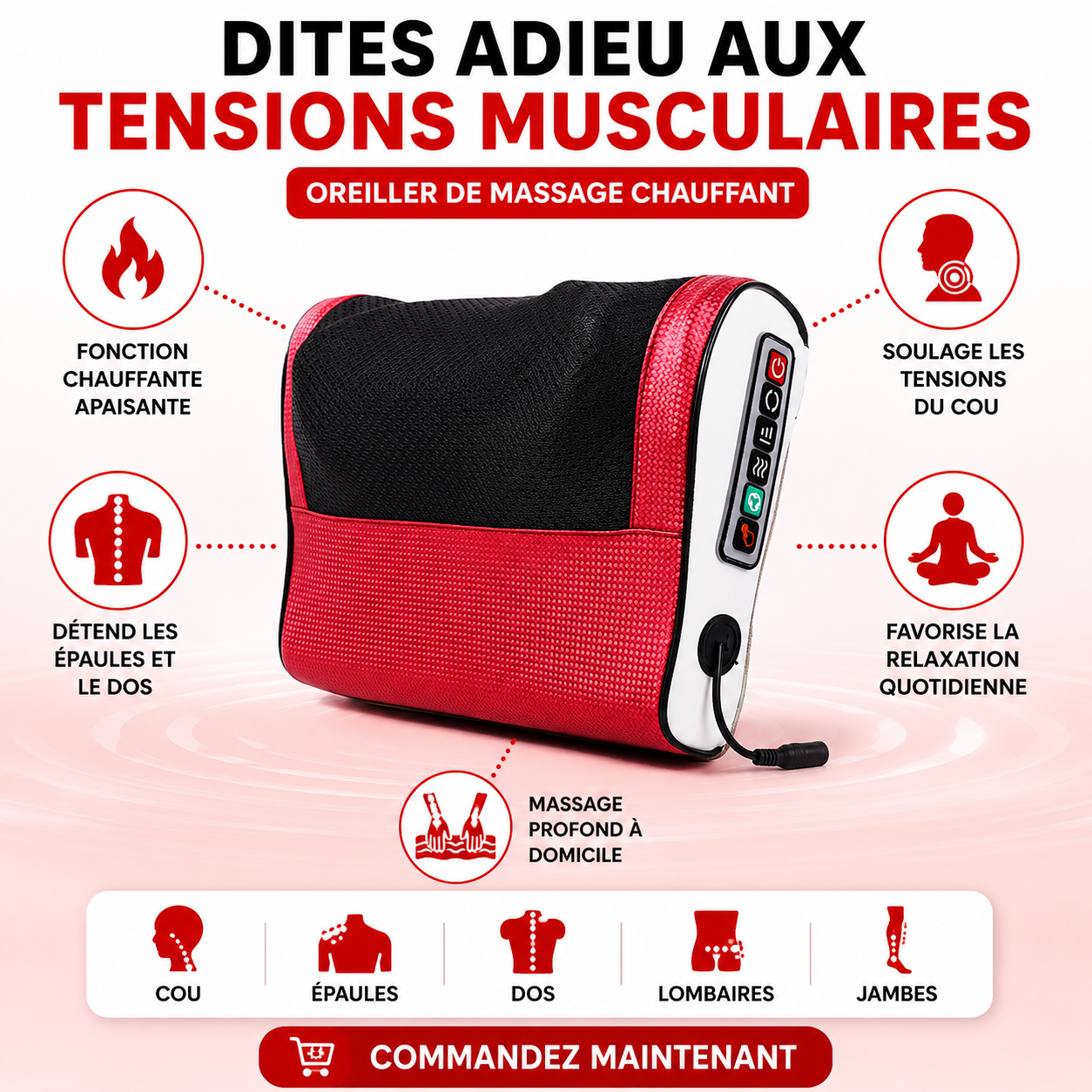 OREILLER DE MASSAGE CHAUFFANT
